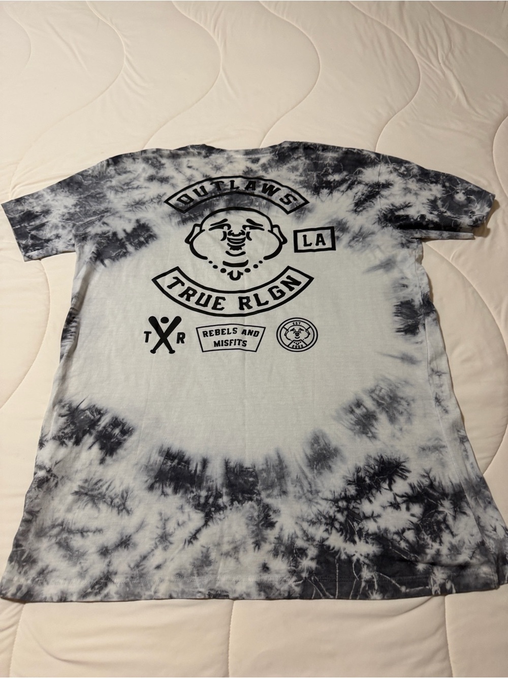 True Religion Black & White Tie-Dye 'TRUE RLGN' Graphic Tee - Picture 3 of 5